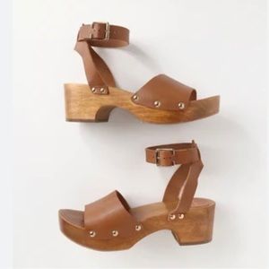 SOLD***,Lulu’s Willy Cognac Leather Open-Toe Clog Sandals